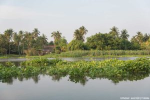 Flussinsel Majuli - Hütte am Brahmaputra